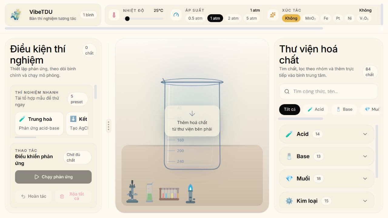 VibeTDU interactive virtual chemistry laboratory